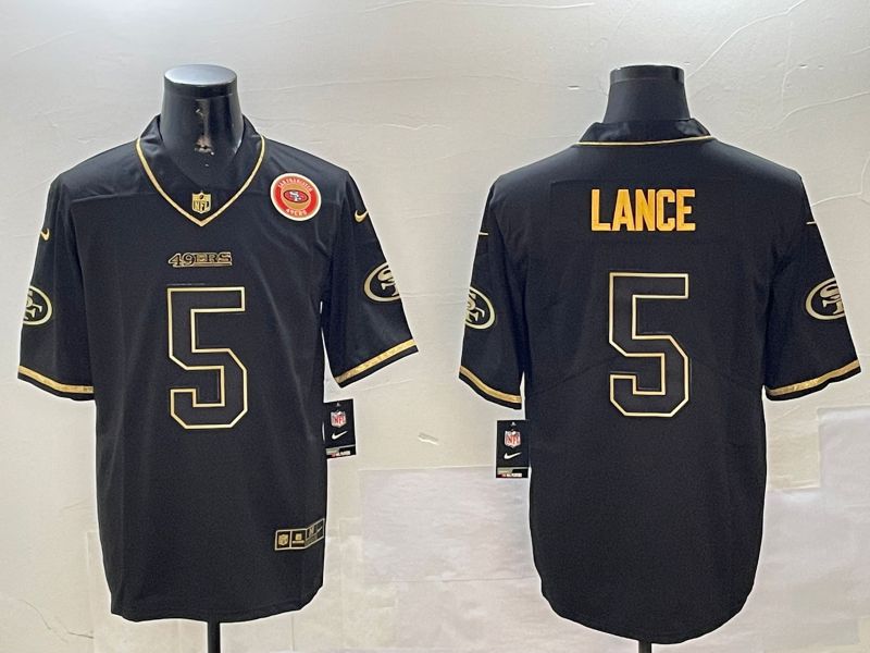 Men San Francisco 49ers #5 Lance Black Gold Throwback 2024 Nike Limited NFL Jersey style 6